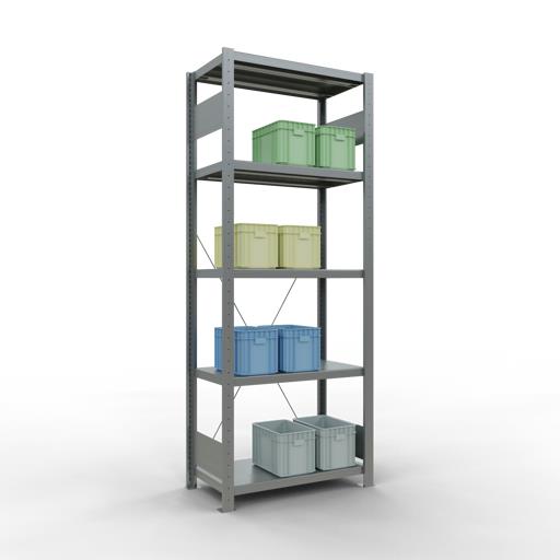 Stecksystem Grundregal, MULTIplus 250 kg, einseitig nutzbar (Kreuzstreben)