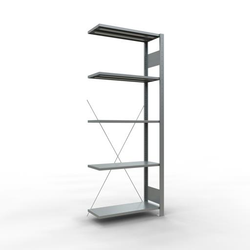 Stecksystem Anbauregal, MULTIplus 150 kg, einseitig nutzbar (Kreuzstreben)