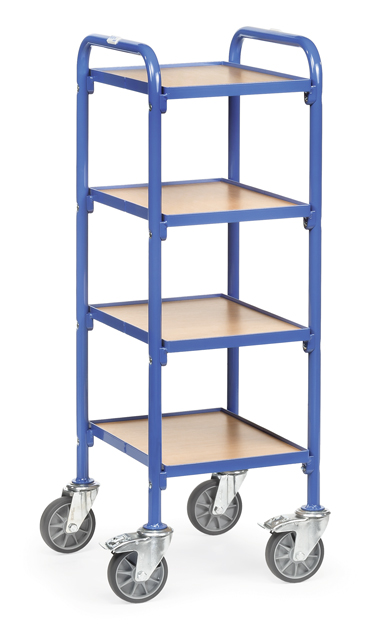 Beistell-Etagenwagen mit 4 Holzboden-Etagen, Tragkraft 250 kg