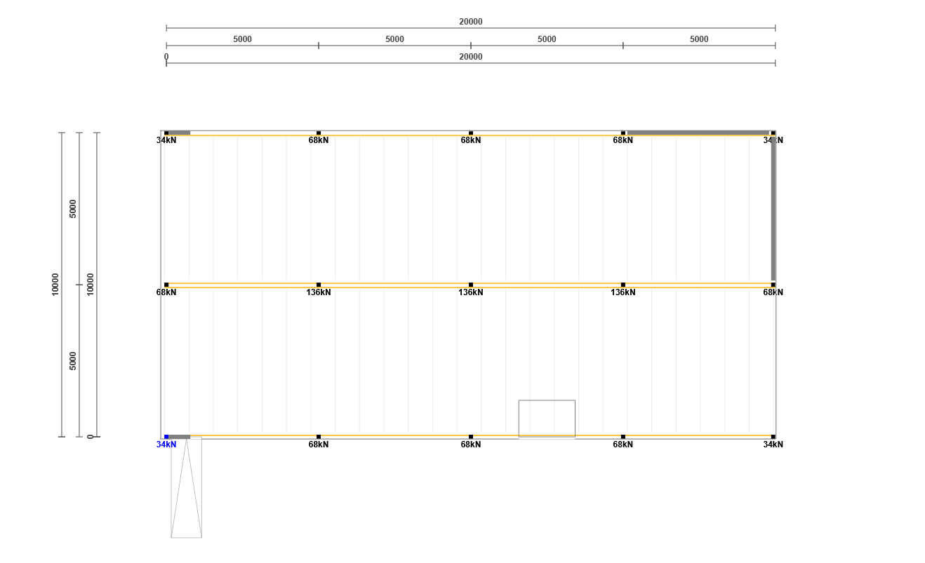 Lagerbühne 20x10m, mit Palettenübergabe, Treppe und Geländer
