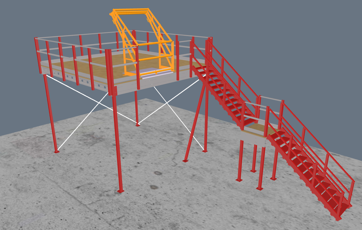 Lagerbühne 5x5m, mit Palettenübergabe, Treppe und Geländer