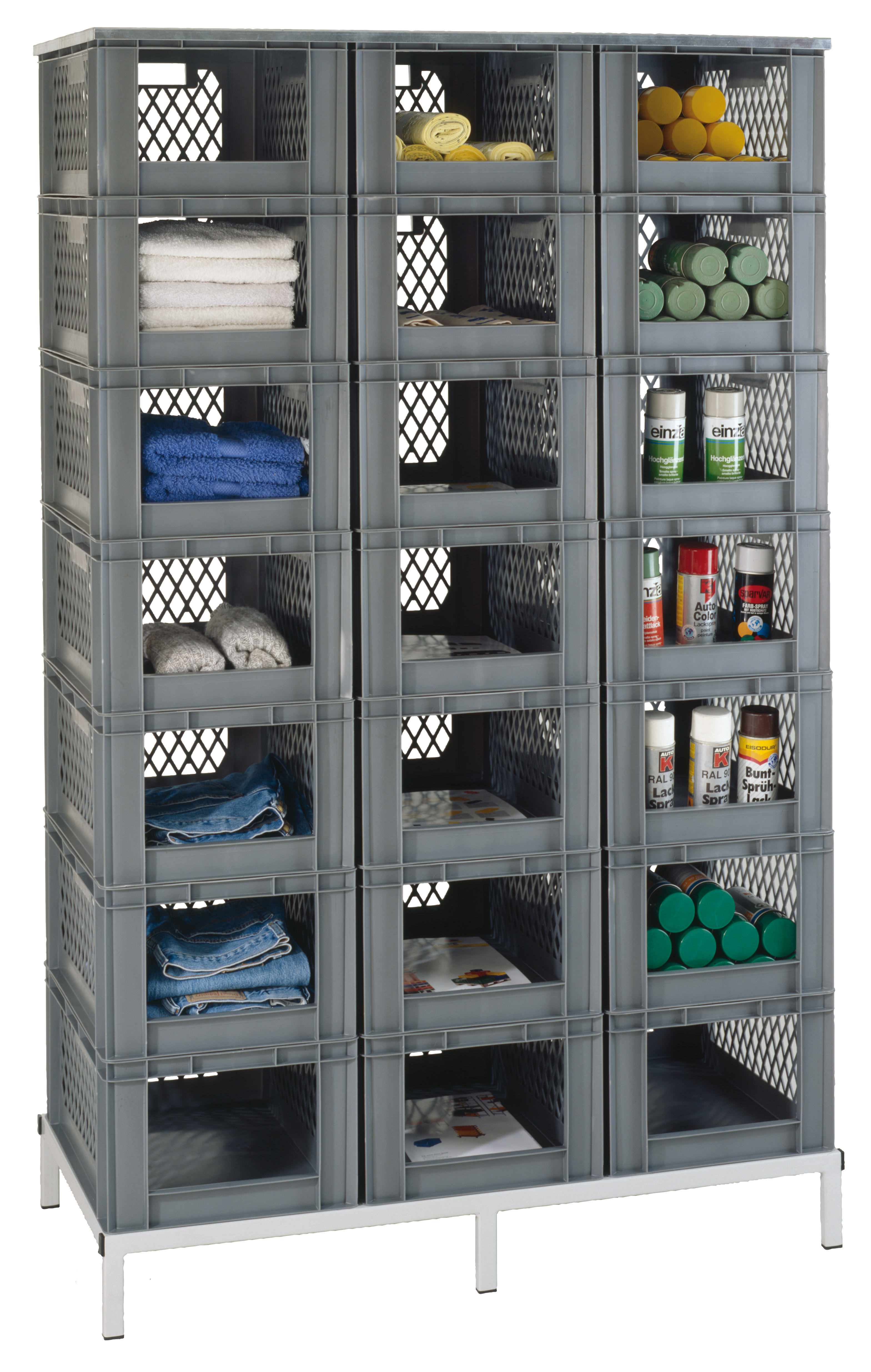 Stationäres VTK-Stapelkasten-Regal (L1215 x B607 mm)