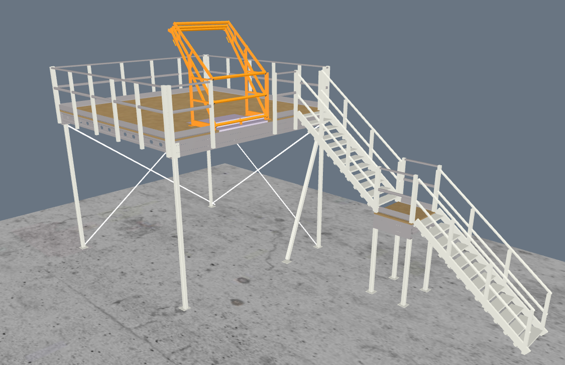 Lagerbühne 5x5m, mit Palettenübergabe, Treppe und Geländer