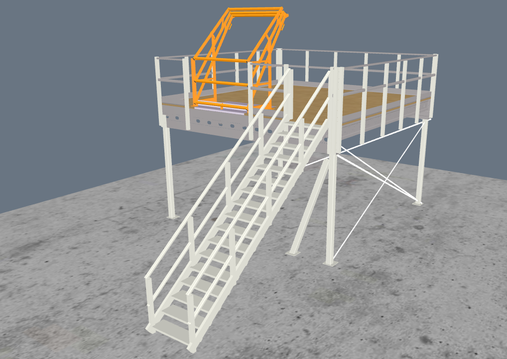 Lagerbühne 5x5m, mit Palettenübergabe, Treppe und Geländer