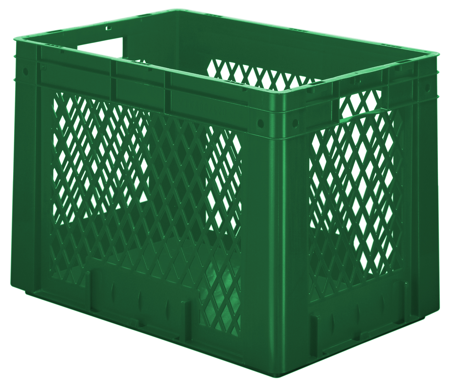 2 Stück Schwerlast-Stapelkasten VTK, L600 x B400 mm, Wände durchbrochen