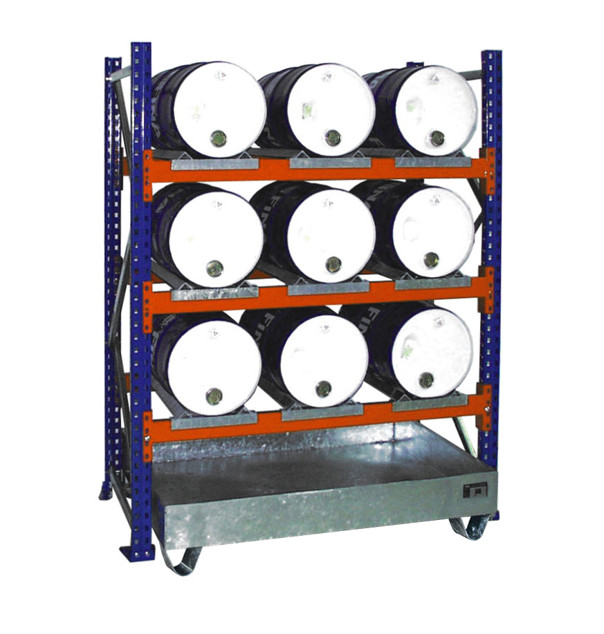 Fassregal mit Auffangwanne SERIE 3000 (Lagerung liegend)