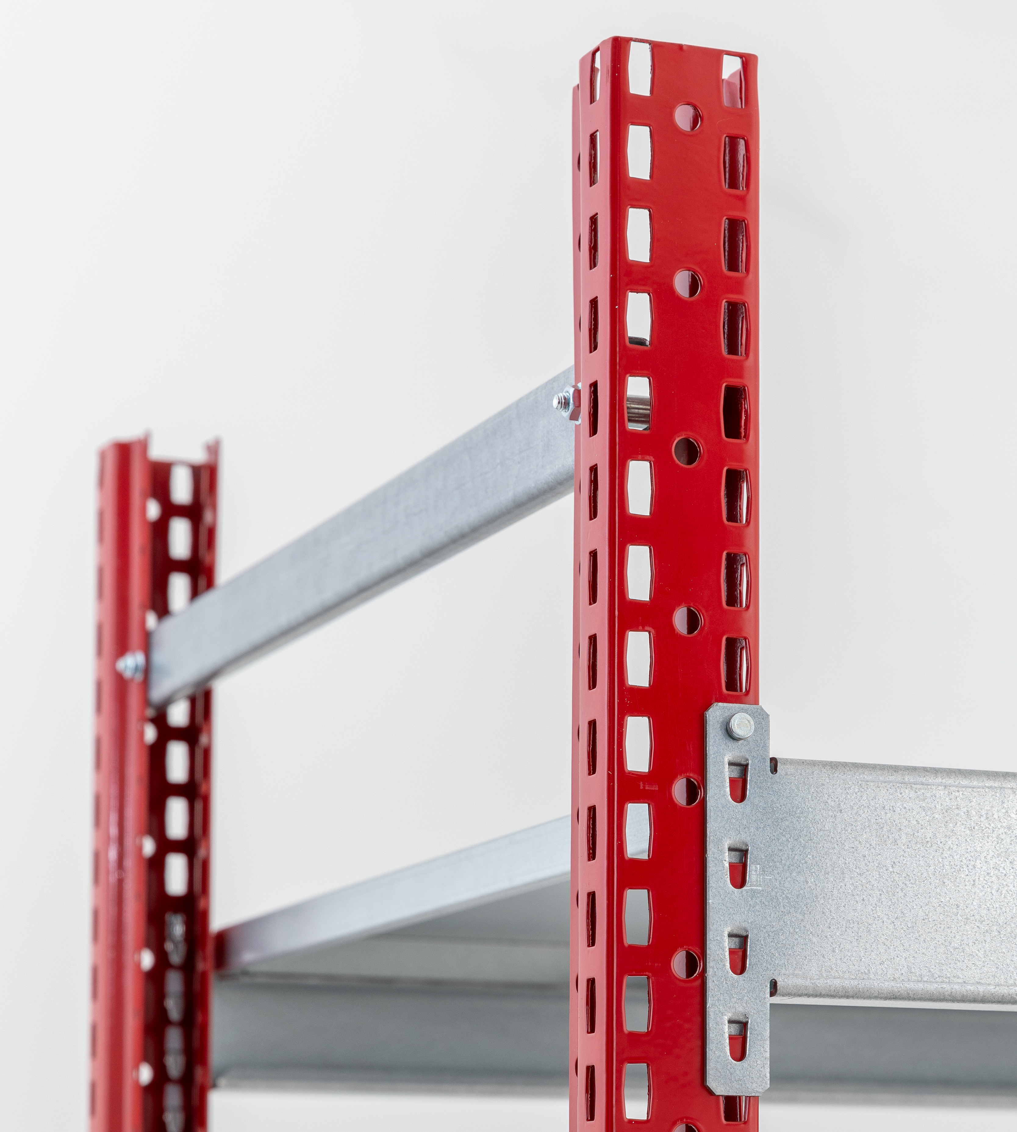 WS3000 ML50 - Weitspannregal mit Stahlpaneel-Böden, Rahmen rot