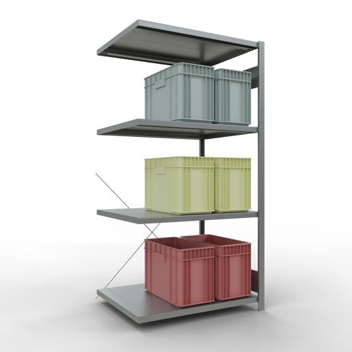 Stecksystem Anbauregal, MULTIplus 330 kg, einseitig nutzbar (Kreuzstreben)