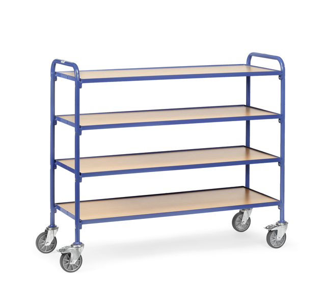 Beistell-Etagenwagen mit 4 Holzboden-Etagen, Tragkraft 250 kg