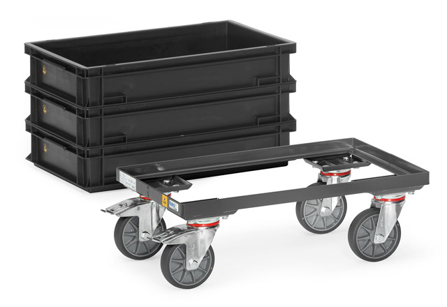 ESD-Eurokasten-Roller offen, Tragkraft 250 kg