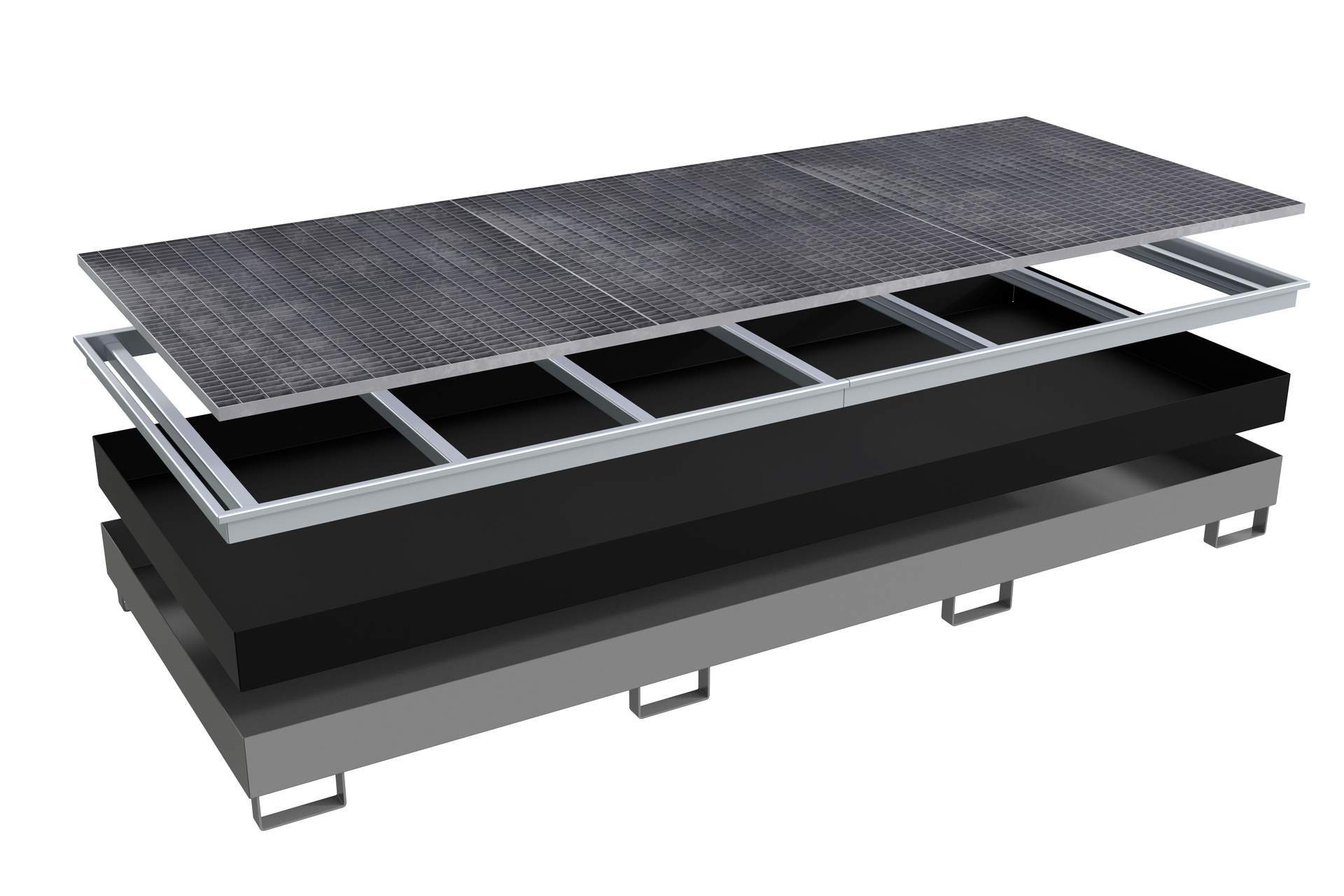 Regalwanne mit PE-Einsatz und Gitterrost Typ RW-GR PE