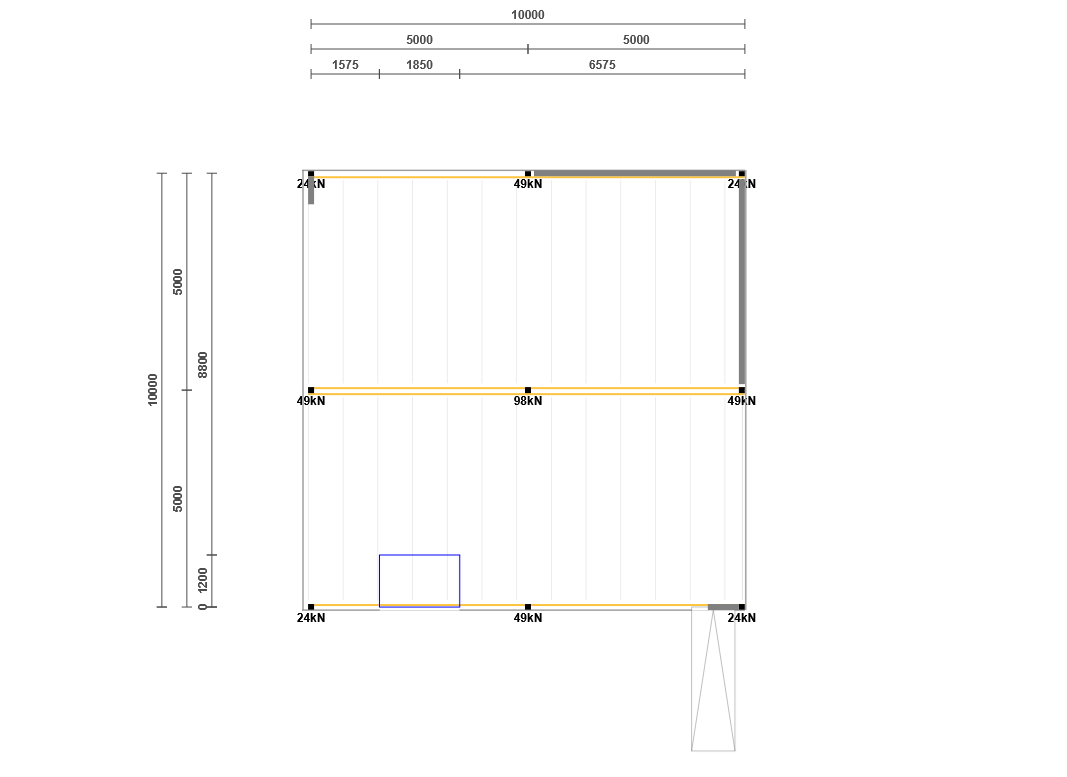 Lagerbühne 10x10m, mit Palettenübergabe, Treppe und Geländer