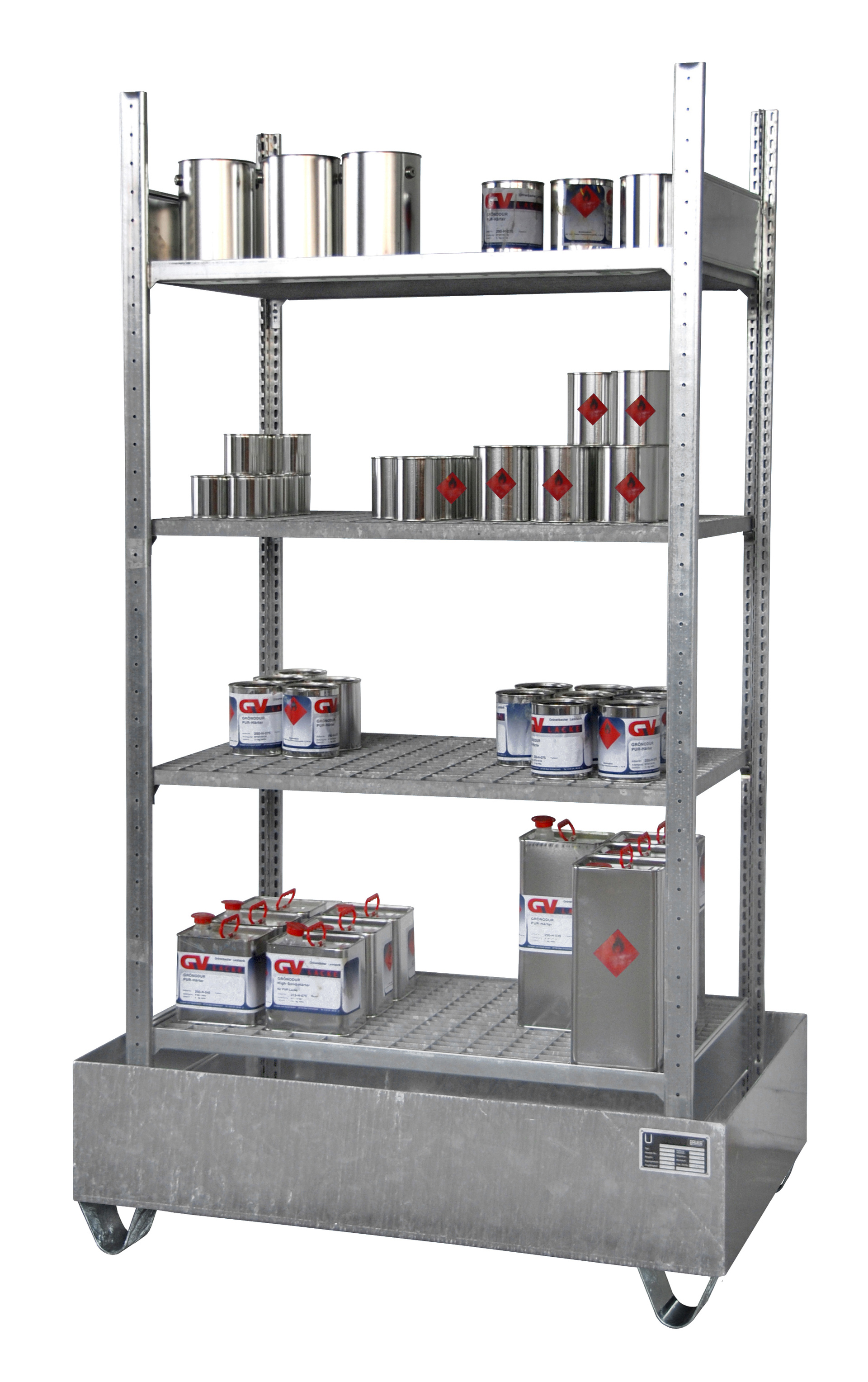 Kleingebinderegal mit Auffangwannen SERIE 3000