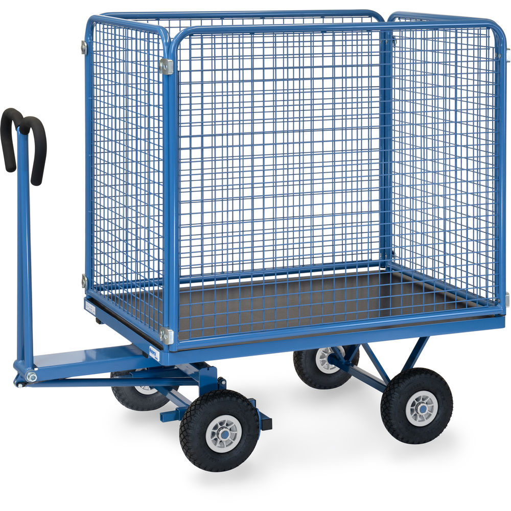 Großer Handpritschenwagen mit hohen Gitterwänden, Tragkraft 450 kg