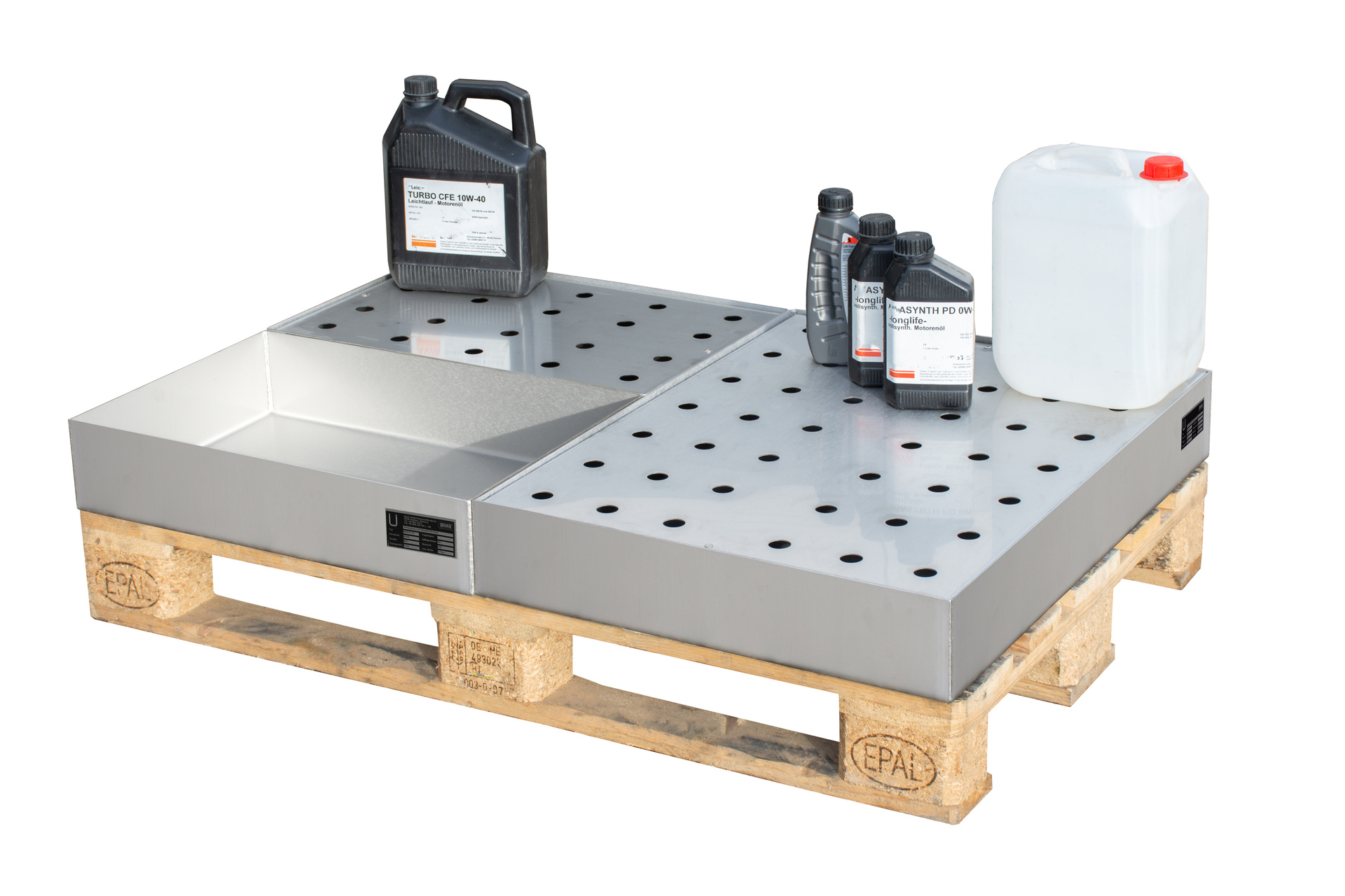 Kleingebindewanne für Paletten KGW-P/M (mit Lochblech-Rost)