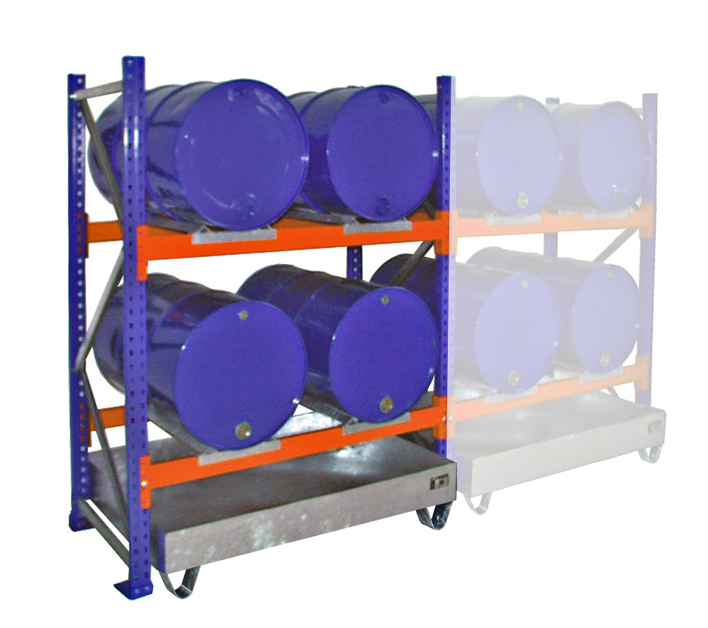 Fassregal mit Auffangwanne SERIE 3000 (Lagerung liegend)