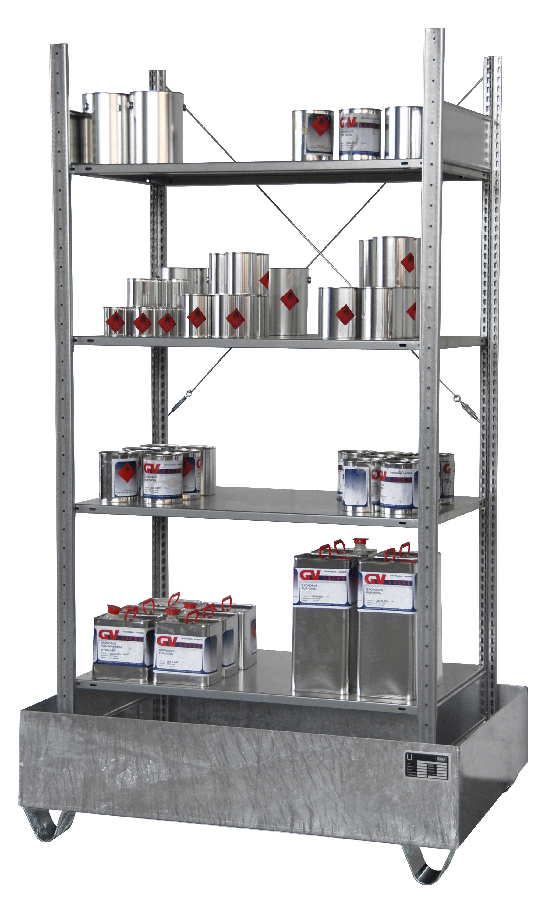 Kleingebinderegal mit Auffangwannen SERIE 3000