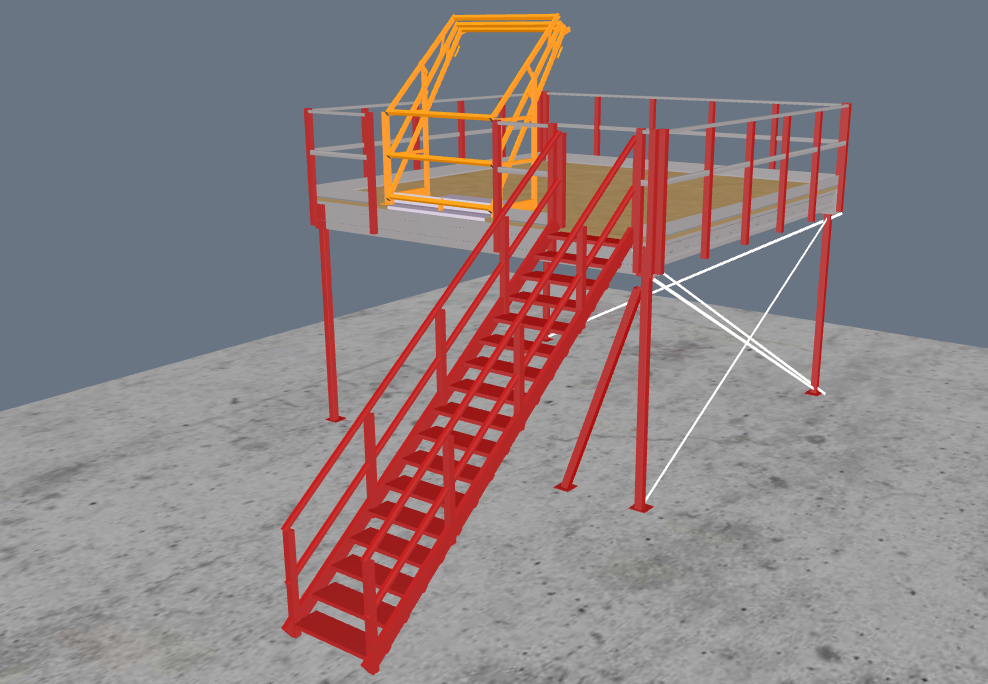 Lagerbühne 5x5m, mit Palettenübergabe, Treppe und Geländer