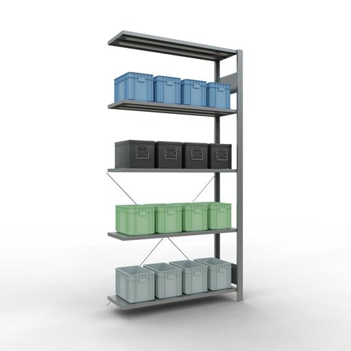 Stecksystem Anbauregal, MULTIplus 85 kg, einseitig nutzbar (Kreuzstreben)