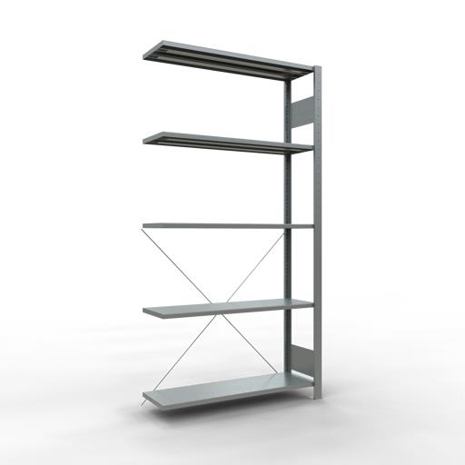 Stecksystem Anbauregal, MULTIplus 85 kg, einseitig nutzbar (Kreuzstreben)