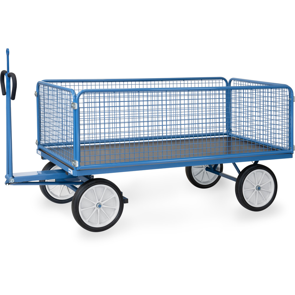 Großer Handpritschenwagen mit Gitterwänden, Tragkraft 1250 kg | fetra 6436VZ