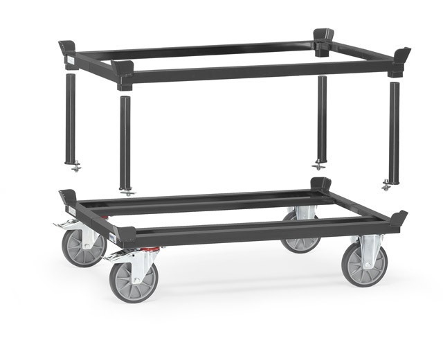 Aufsetzrahmen für Paletten-Fahrgestell, RAL 7016 anthrazitgrau 