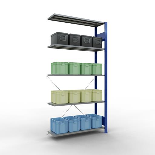 Stecksystem Anbauregal, MULTIplus 85 kg, einseitig nutzbar (Kreuzstreben)
