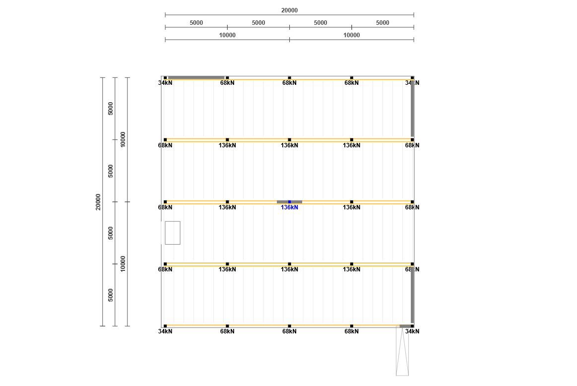 Lagerbühne 20x20m, mit Palettenübergabe, Treppe und Geländer