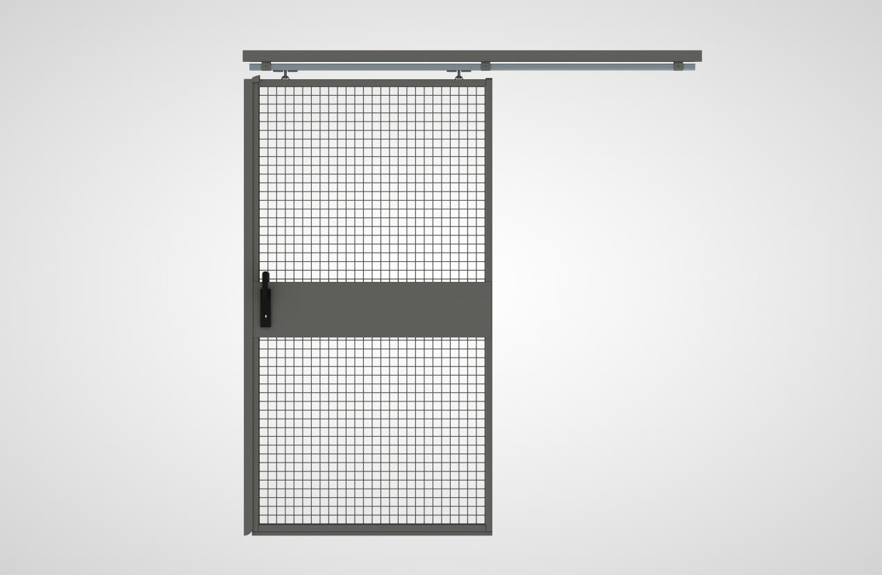 Schiebetür, einflügelig, mit Gitterfüllung (System 9200)