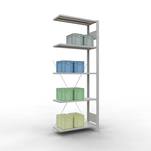 Stecksystem Anbauregal, MULTIplus 150 kg, einseitig nutzbar (Kreuzstreben)