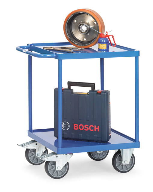 Kleiner Tischwagen mit Stahlblech-Wannen, Tragkraft 500 kg