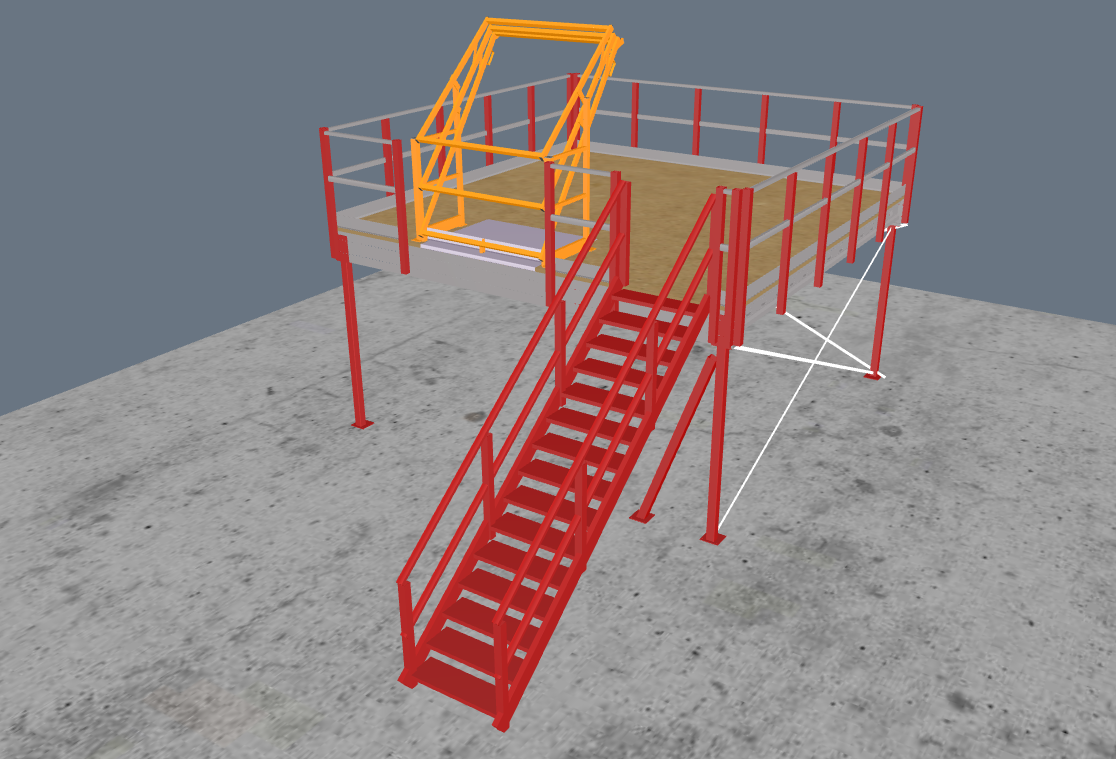Lagerbühne 5x5m, mit Palettenübergabe, Treppe und Geländer