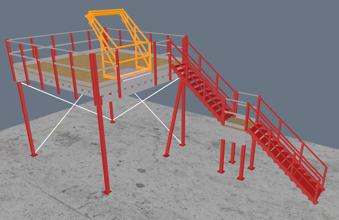 Lagerbühne 5x5m, mit Palettenübergabe, Treppe und Geländer