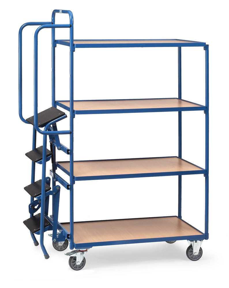 Hoher Plattform-Kommissionierwagen mit Trittstufen