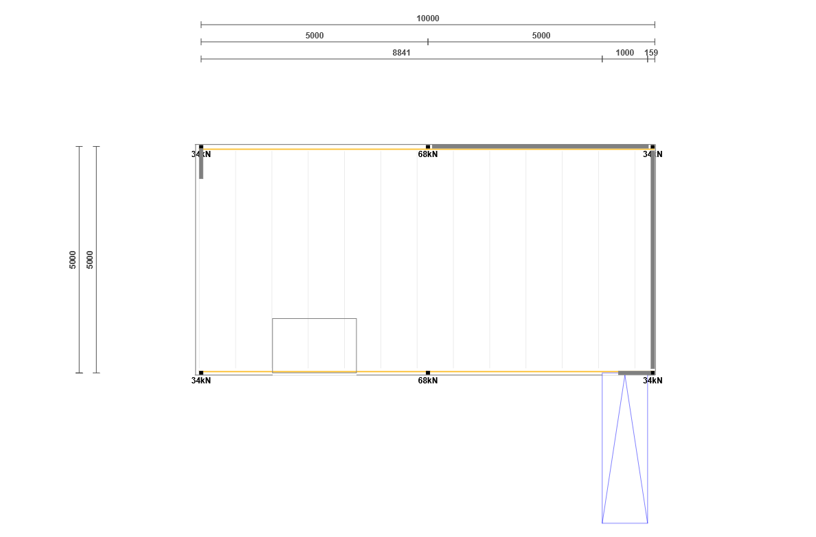 Lagerbühne 10x5m, mit Palettenübergabe, Treppe und Geländer
