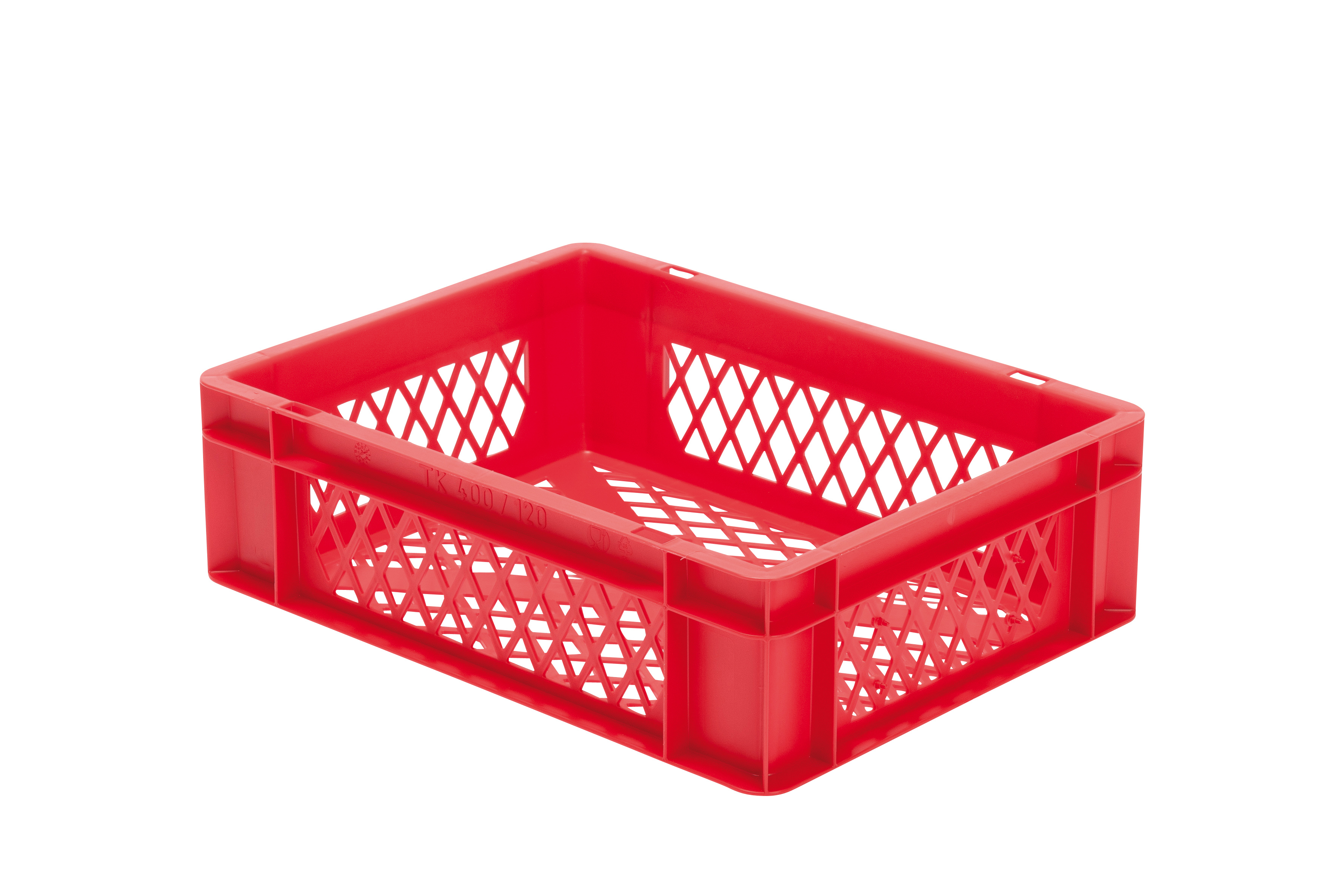 4 Stück Transport-Stapelkasten TK, L400 x B300 mm, Wände & Boden durchbrochen