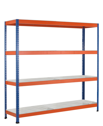 Z1 - Weitspannregal mit Stahlpaneel-Böden, 100% Stecksystem