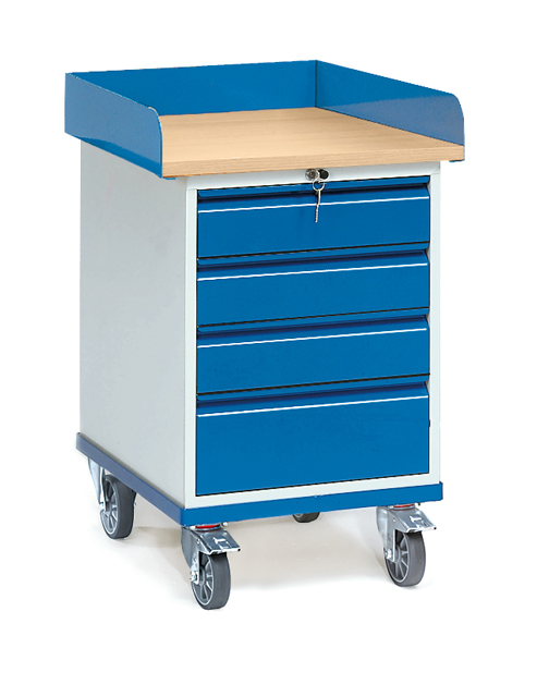 Rollschrank mit Arbeitsplatte und Abrollrand | fetra 2446