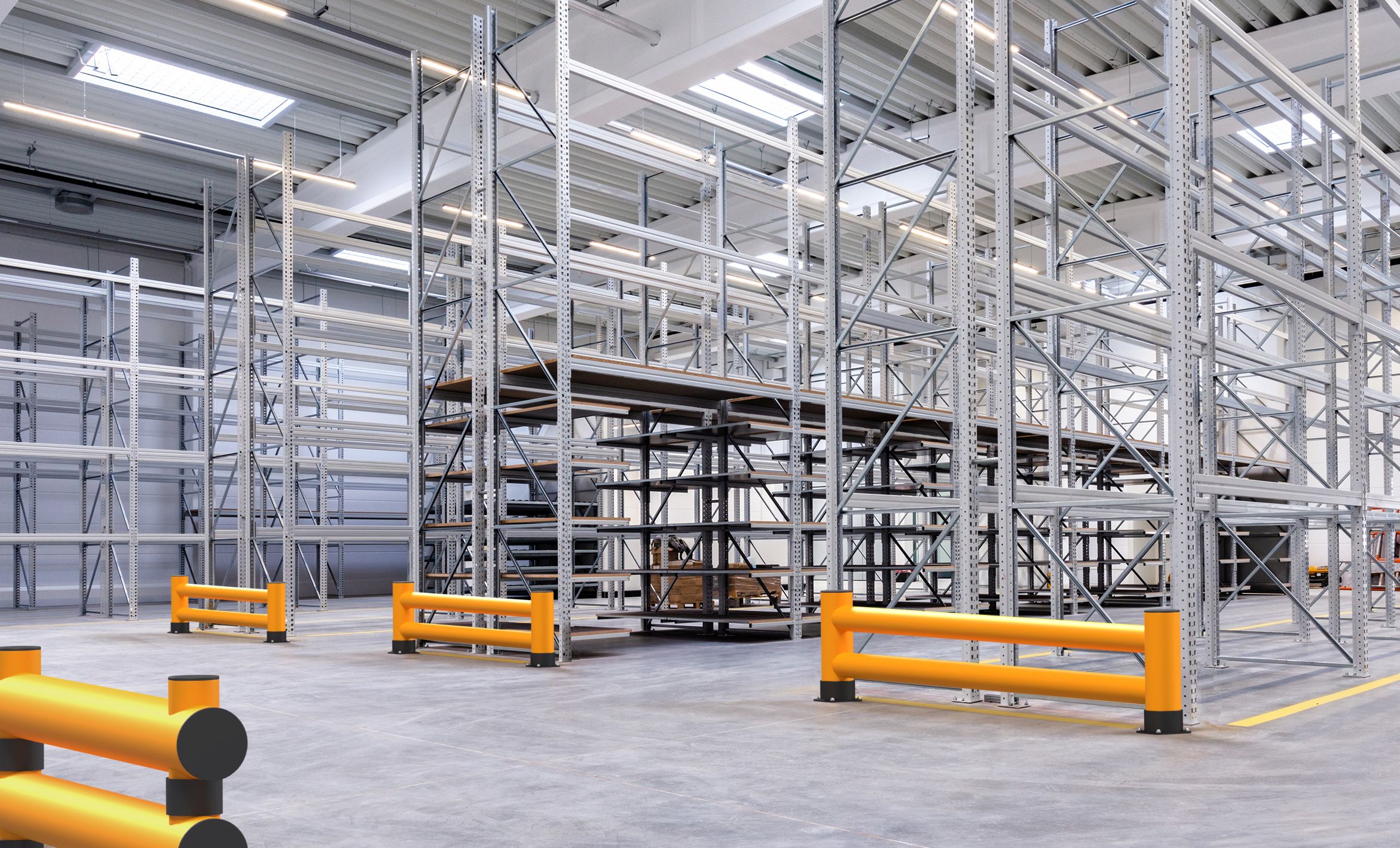 Rammschutzbarriere Doppelplanke, H 690 mm