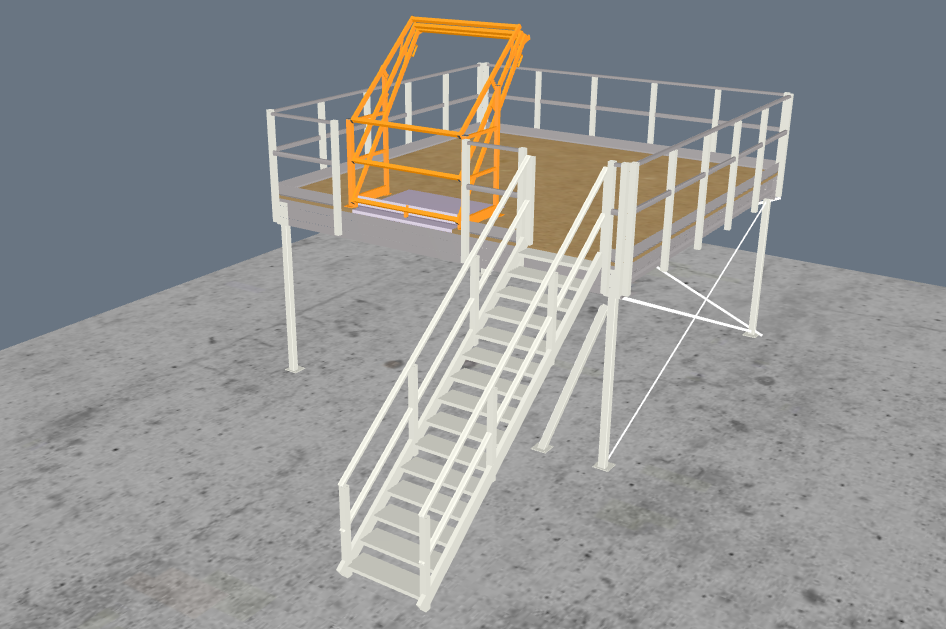 Lagerbühne 5x5m, mit Palettenübergabe, Treppe und Geländer