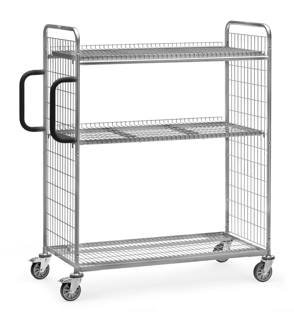 Kommissionierwagen verzinkt, mit 2 Drahtgitterböden