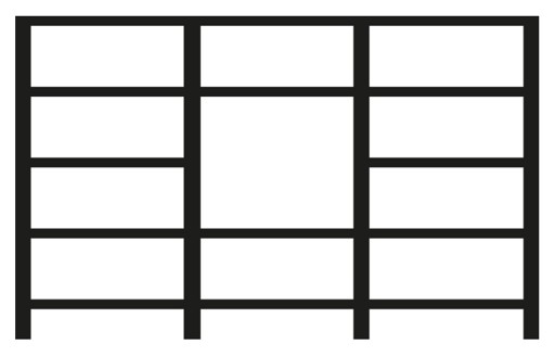 Raumteiler-Komplett-Set, schwarz (1 Grund- & 2 Anbauregale)