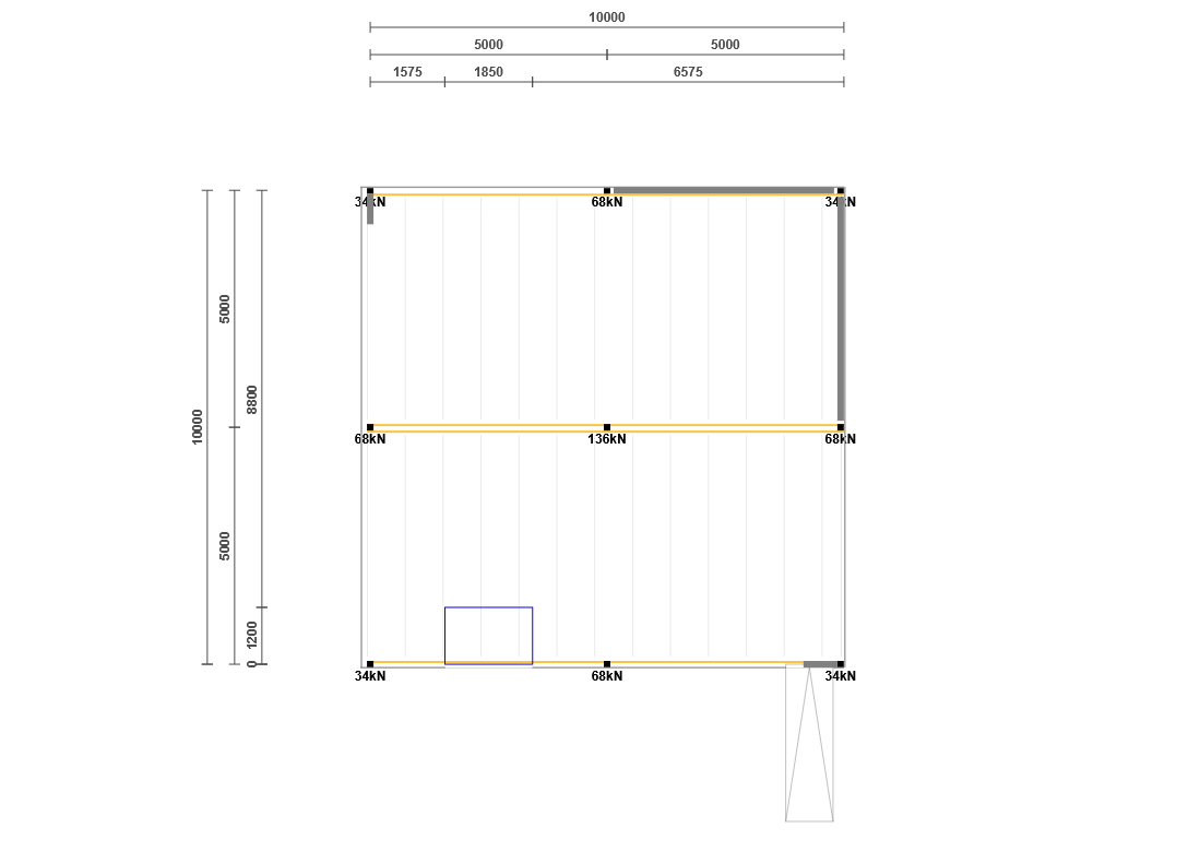 Lagerbühne 10x10m, mit Palettenübergabe, Treppe und Geländer