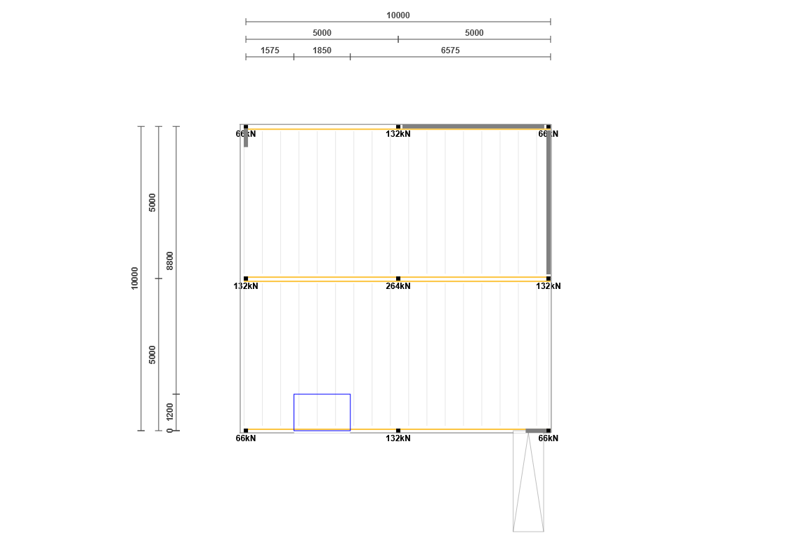Lagerbühne 10x10m, mit Palettenübergabe, Treppe und Geländer