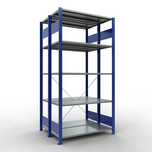 Stecksystem Doppel-Grundregal, MULTIplus 150 kg, mit Kreuzstreben