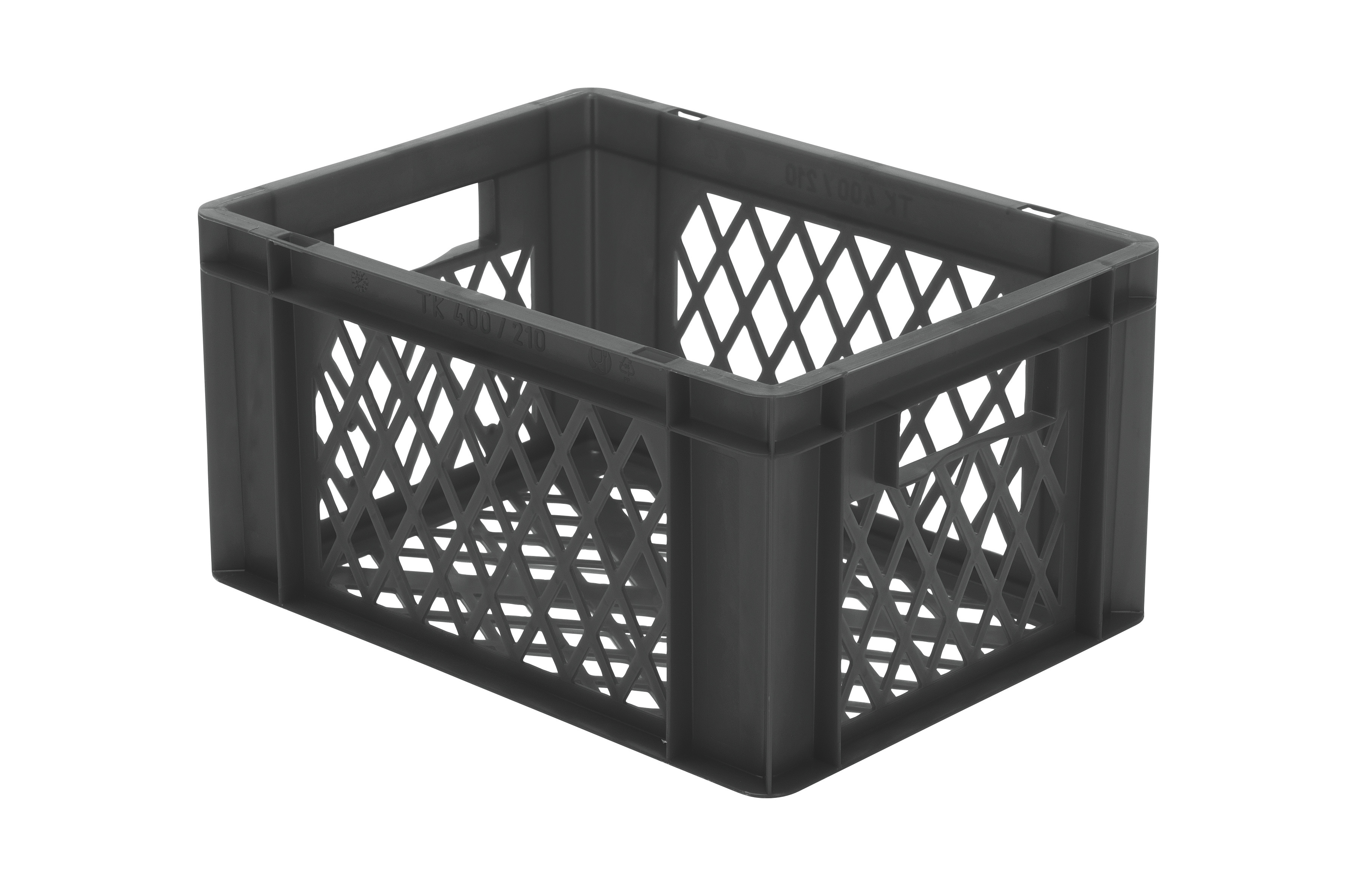 4 Stück Transport-Stapelkasten TK, L400 x B300 mm, Wände & Boden durchbrochen