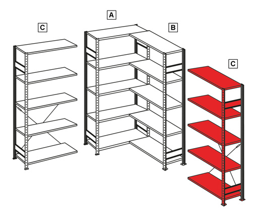 Stecksystem Eckregal, MULTIplus, 150 kg Fachlast