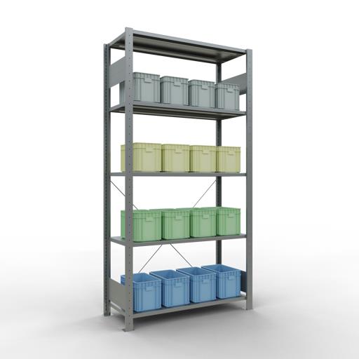 Stecksystem Grundregal, MULTIplus 85 kg, einseitig nutzbar (Kreuzstreben)