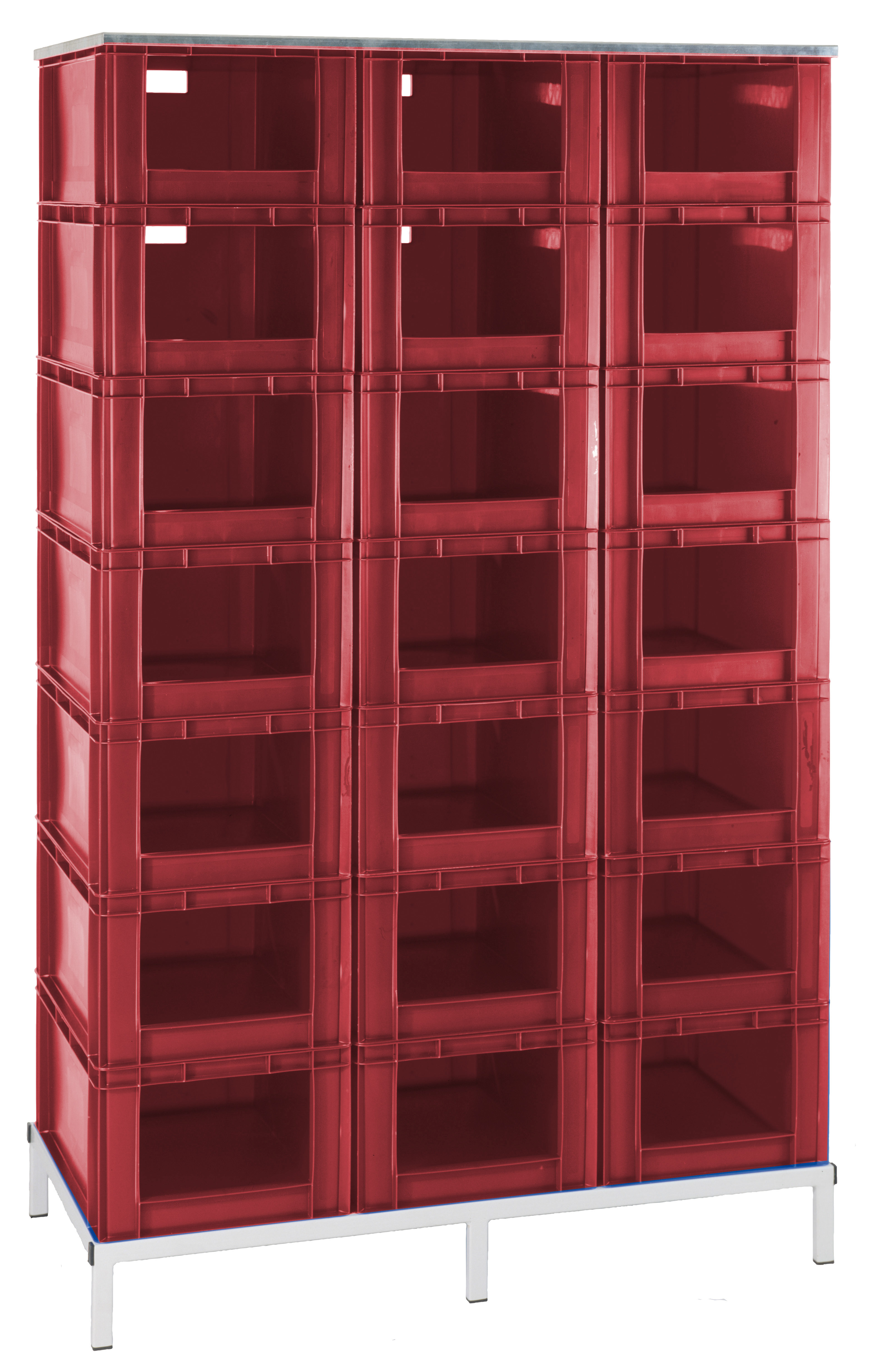 Stationäres VTK-Stapelkasten-Regal (L1215 x B607 mm)