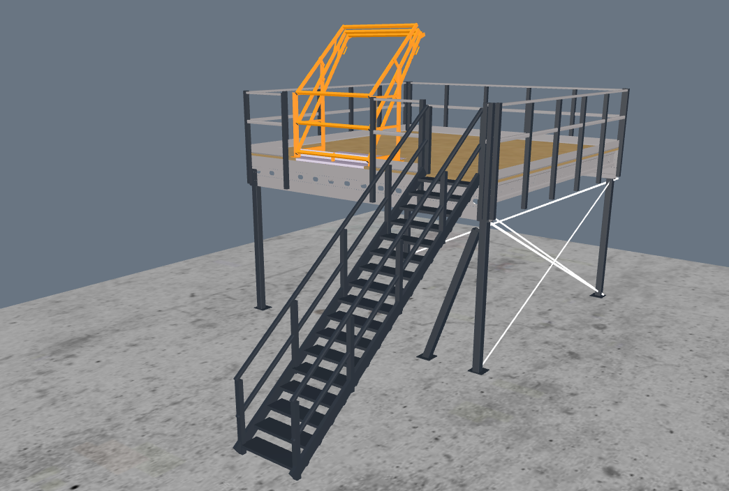 Lagerbühne 5x5m, mit Palettenübergabe, Treppe und Geländer